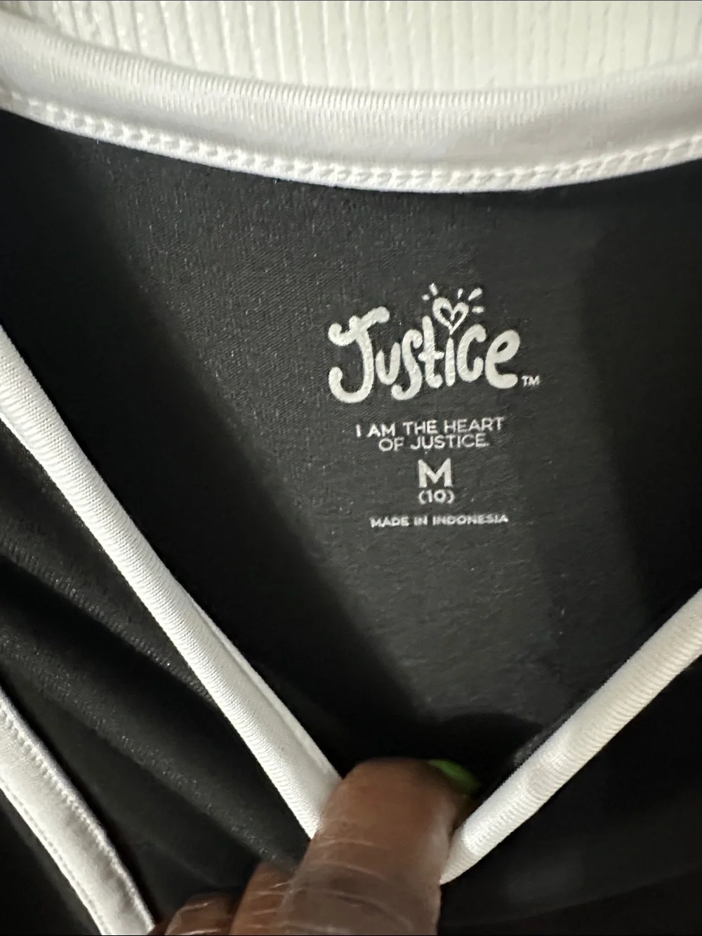 Justice- Girls Black Active Sleeveless Dress with White Piping